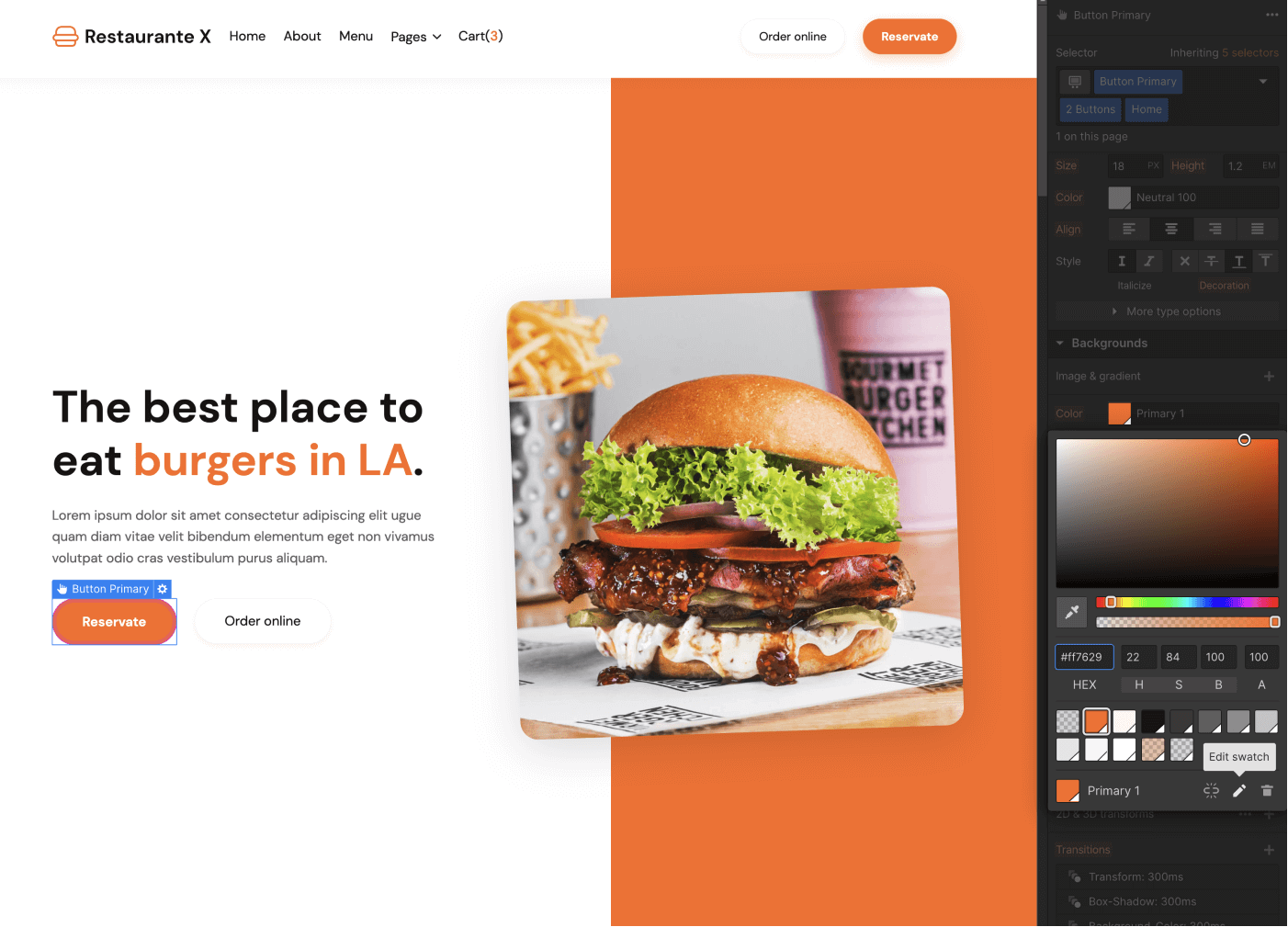 Colors - Restaurante X Webflow Template